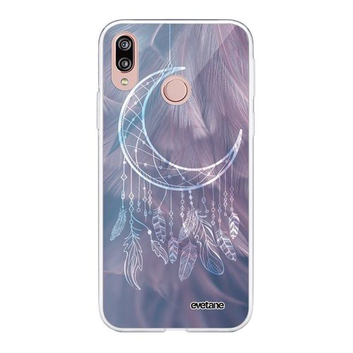 Coque Huawei P20 Lite Silicone Transparente Lune Attrape Rêve Ultra Resistant Protection Housse Motif Ecriture Tendance Evetane