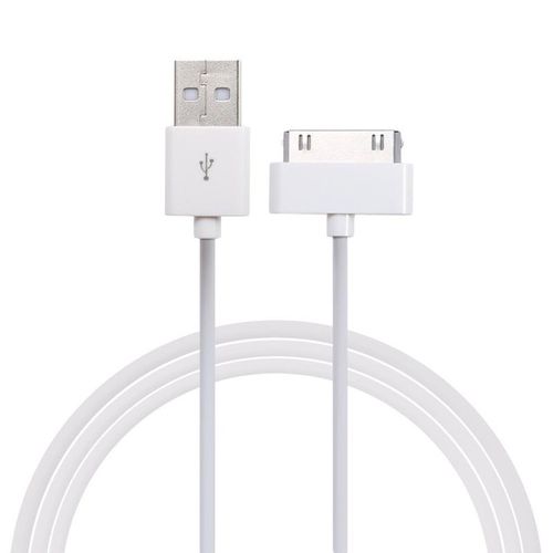 Taille 1m - Câble USB 30 broches pour recharge de téléphone, Cordon de chargeur pour iPhone 4s/4s/3Gs/3G/iPod/Nano/iPad - blanc