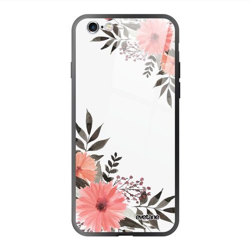 Coque En Verre Trempé Iphone 6 Plus / 6s Plus Fleurs Roses Ecriture Tendance Et Design Evetane.
