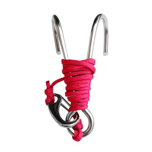 Plongée Actuelle De Plongée De Caverne Double Double 316 Récif De Récif D'acier Inoxydable Avec La Corde En Nylon De Ligne Et Le Clip Magideal Rose Rouge