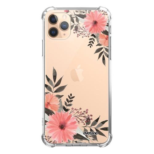 Coque Iphone 11 Pro Anti-Choc Souple Angles Renforcés Transparente Fleurs Roses Evetane