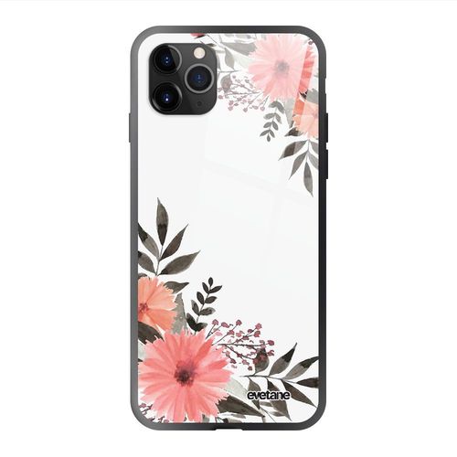 Coque En Verre Trempé Iphone 11 Pro Max Fleurs Roses Ecriture Tendance Et Design Evetane.