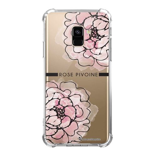 Coque Samsung Galaxy A8 2018 Anti-Choc Souple Angles Renforcés Transparente Rose Pivoine La Coque Francaise