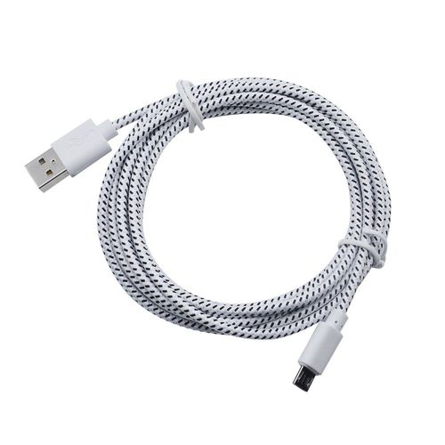 Taille 0.5m - Câble de chargeur Micro USB en Nylon tressé pour téléphone, Câbles de synchronisation de données, Compatible avec Samsung, Huawei, Xiaomi, HTC et tout les Android - blanc
