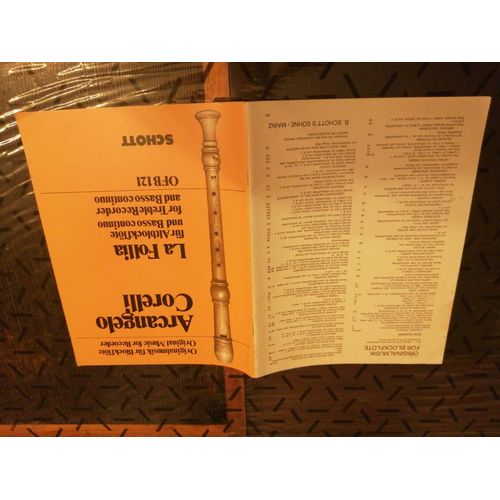 Partitions : Arcangelo Corelli ( 1653 - 1713 ) - La Follia Fur Altblockflote Und Basso Continuo - Ofb 121 - Édition Schott Mainz De 1972