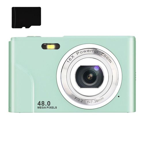 Appareil photo numérique de 48 MP, HD 1080p, zoom 16x, carte mémoire de 32 Go Vert