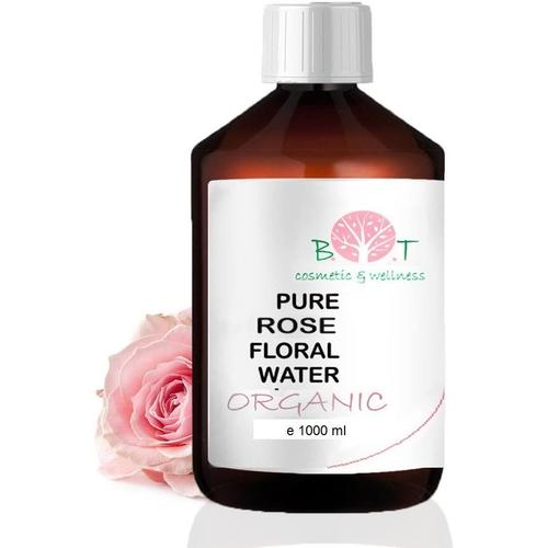 Eau Florale Organique De Rose Hydrolat 100% Pure 1000 Ml Lotion Peau Sensible, Lotion Bébé, Lotion Après Rasage, Lotion Après Épilation. 