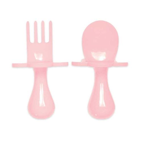 Set De 2 Couverts D'apprentissage Ergonomiques Rose Clair - Grabease