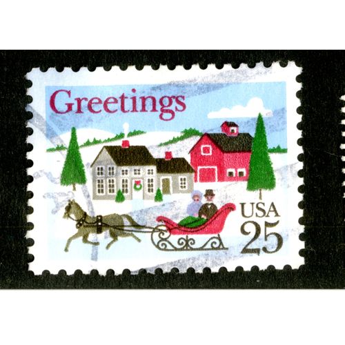 Timbre Oblitéré Usa 25 Greetings