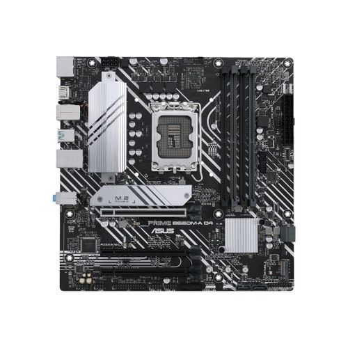 ASUS PRIME B660M-A D4 - Carte-mère - micro ATX - Socket LGA1700 - B660 Chipset - USB 3.2 Gen 1, USB-C Gen1, USB 3.2 Gen 2 - Gigabit LAN - carte graphique embarquée (unité centrale requise) -...
