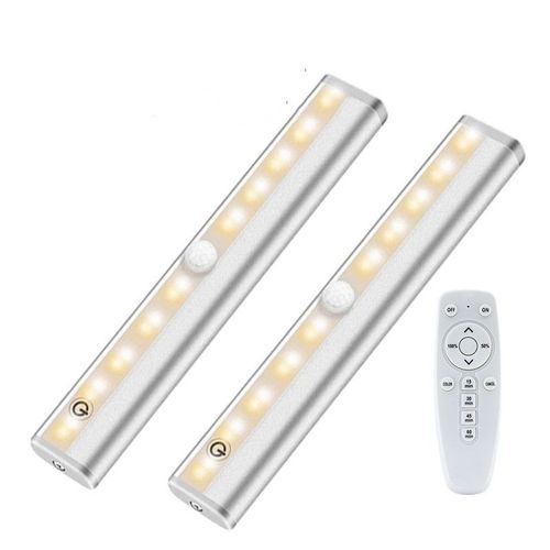 Lampe De Placard Inf Bandes Lumineuses Led Avec Télécommande Pack De 2 Argent