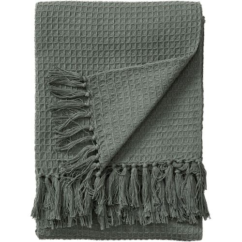 Plaid En Coton Amalia Vert Clair 125x150 Cm - Tapis Poil Court Design Moderne Pour Salon
