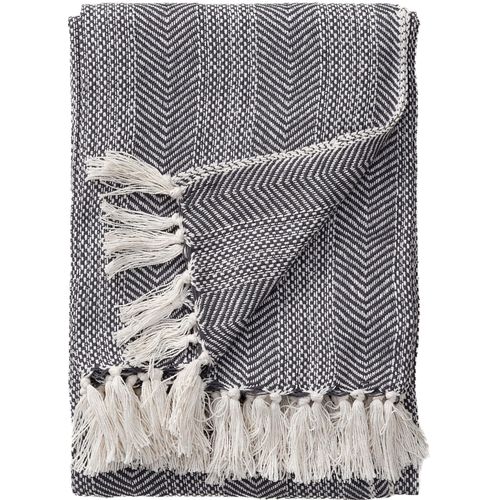 Plaid En Coton Alisea Anthracite 125x150 Cm - Tapis Poil Court Design Moderne Pour Salon