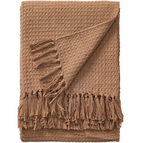 Plaid En Coton Amalia Marron Clair 125x150 Cm - Tapis Poil Court Design Moderne Pour Salon