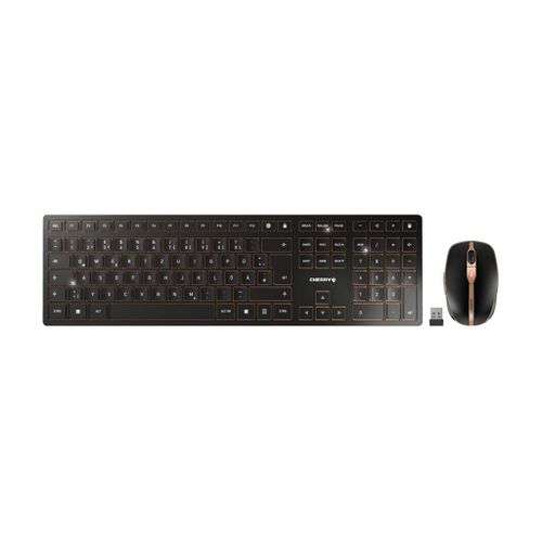CHERRY DW 9100 SLIM - Ensemble clavier et souris - sans fil - 2.4 GHz, Bluetooth 4.2 - Italien - commutateur : CHERRY SX - noir/bronze