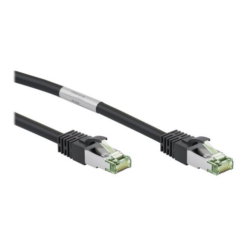 goobay - Câble réseau - RJ-45 (M) pour RJ-45 (M) - 50 cm - SFTP, PiMF - CAT 8.1 - sans halogène, moulé, rond, bloqué - noir