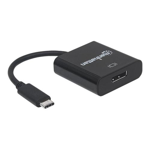 Manhattan USB-C to DisplayPort 1.2 Cable (Clearance Pricing), 4K@30Hz, 21cm, Male to Female, Black, Lifetime Warranty, Blister - Adaptateur USB / DisplayPort - 24 pin USB-C (M) pour DisplayPort...