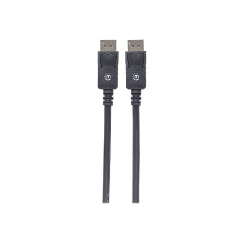 Manhattan DisplayPort 1.2 Cable, 4K@60hz, 1m, Male to Male, With Latches, Fully Shielded, Black, Lifetime Warranty, Polybag - Câble DisplayPort - DisplayPort (M) pour DisplayPort (M) -...