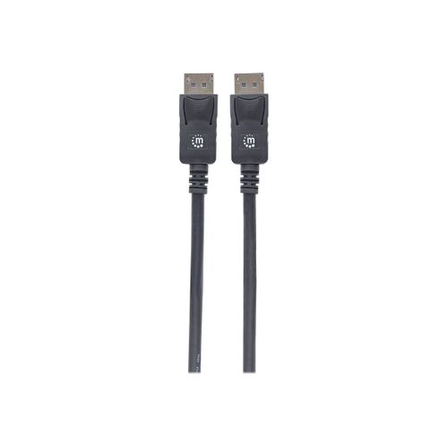 Manhattan DisplayPort 1.2 Cable, 4K@60hz, 1m, Male to Male, With Latches, Fully Shielded, Black, Lifetime Warranty, Polybag - Câble DisplayPort - DisplayPort (M) pour DisplayPort (M) -...