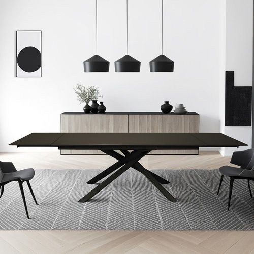 Table À Manger Extensible Osiris / Table 180x90cm + 2 Allonges De 50cm - 12 Personnes / Anthracite/ 281x91x76