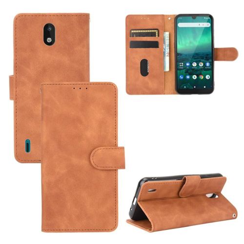Étui Pour Nokia 1.3 Coque En Cuir Folio Flip Insertion De Carte Protection Complète Housse De Protection Avec Porte-Cartes Kickstand - Le Brun