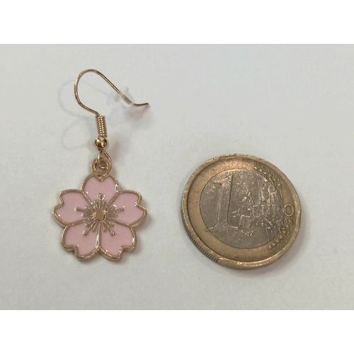 Boucles D'oreilles Petite Fleur De Sakura Rose Doré
