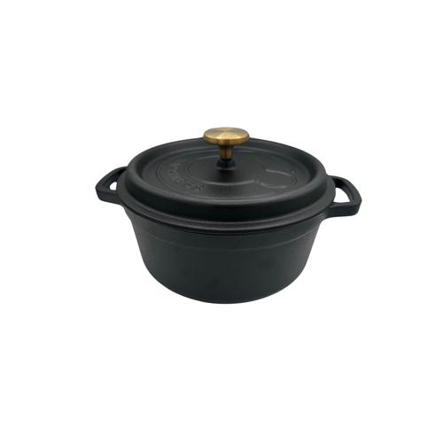 Noir Mat Cocotte Ronde En Fonte Émaillée Avec Couvercle 38 X 37,8 X 15,3 Cm