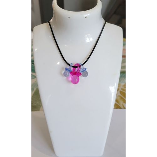 Collier Totoche Des Années 90 Rose Foncé Bleu Clair