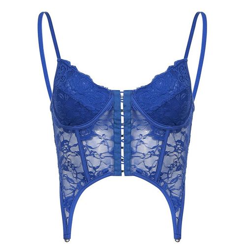 Cibbar-Corset En Dentelle Florale Pour Femme,Haut Court En Maille Transparente,Caraco Dos Nu,T-Shirts À Bretelles Mignons Fairycore,Fête En Club En Y
