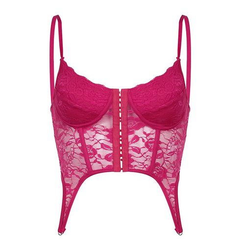Cibbar-Corset En Dentelle Florale Pour Femme,Haut Court En Maille Transparente,Caraco Dos Nu,T-Shirts À Bretelles Mignons Fairycore,Fête En Club En Y