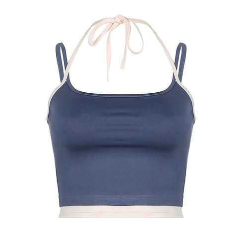 Cibbar-Haut Court Patchwork Vintage Pour Femme,T-Shirt Décontracté Esthétique,Faux Deux-Pièces Rétro Des Années 2000,Fibrcamisole,Vêtements D'été,Y2k