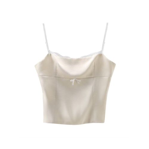 Aonibeier-Haut Court En Satin Fin Imprimé Léopard Pour Femme,Camisole,Dos Nu,Dentelle,Patchwork,N?ud,Slim,Débardeur,Y2k,Été