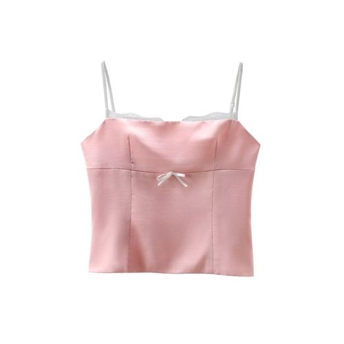 Aonibeier-Haut Court En Satin Fin Imprimé Léopard Pour Femme,Camisole,Dos Nu,Dentelle,Patchwork,N?ud,Slim,Débardeur,Y2k,Été
