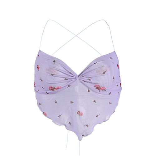 Camisole En Maille Transparente Pour Femme,Caraco À Bretelles Spaghetti,Haut Floral,Haut Court À Dos,Y2k,Décontracté,Chic,Sortie