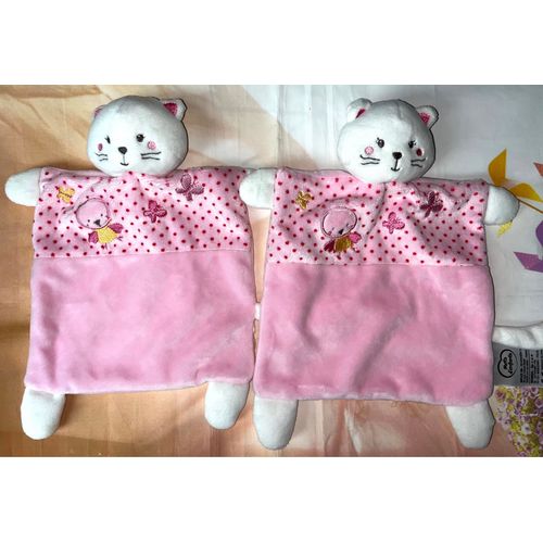 Doudou Chat Rose Mots D’Enfants Lot De Deux Doudous Chats Jouets Peluches Bébé 