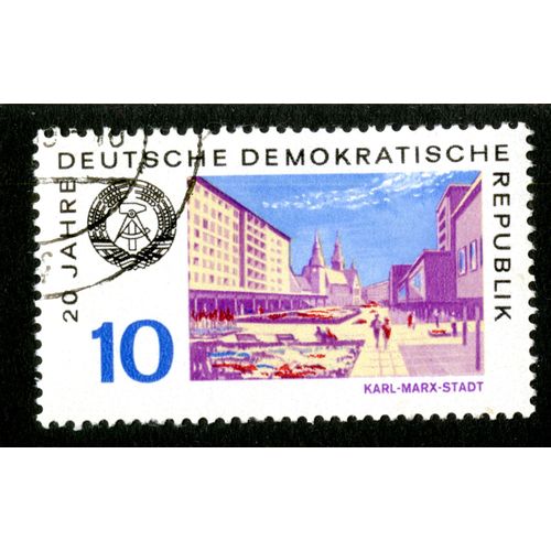 Timbre Oblitéré 20 Jahre Deutsche Demokratische Republik, Karl-Marx-Stadt, 10