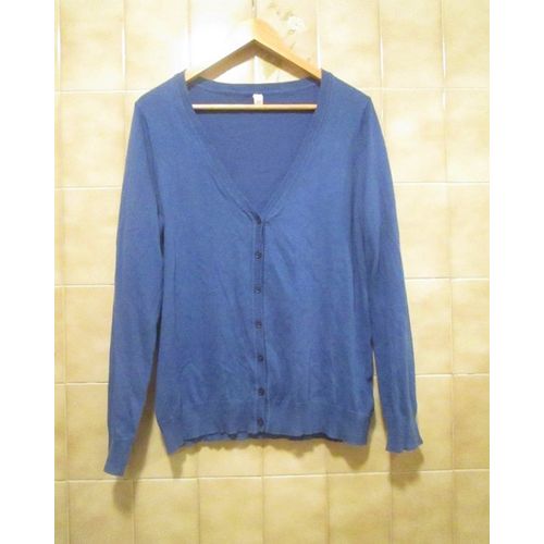 Gilet Bleu Profond, Boutons, Beau Décolleté Assez Évasé T. 44 Ou Grand T. 42