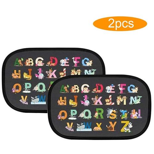 2pcs Pare Brise Vitres Latérales, Motif Lettre Numéros Voiture, Sac Rangement, 51 X 31 Cm, Universelle - Protection Solaire Et Uv