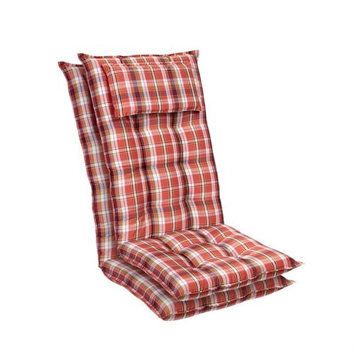 Coussin - Blumfeldt Sylt - Pour Chaise De Jardin À Dossier Haut Avec Appuie-Tête - Polyester - 50x120x9cm - Lot De 2 - Rouge/Blanc