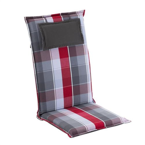 Coussin - Blumfeldt Donau - Pour Chaise De Jardin À Dossier Haut - En Polyester - 50x120x6 Cm - À L'unité - Carreaux Rouge