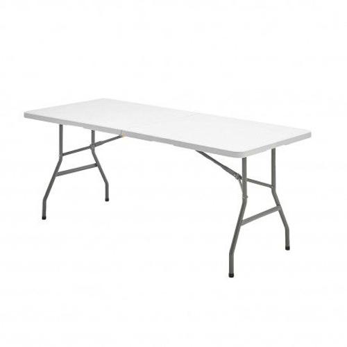 Table Pliante Rectangulaire Hdpe Multifonctionnelle, Portable, Résistant,Multi-Usages 180x74x74 Cm. Couleur Blanc