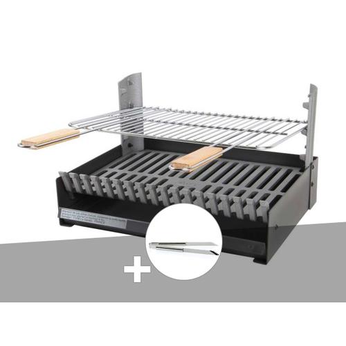 Barbecue charbon - Grilloir à poser Somagic + Pince en inox