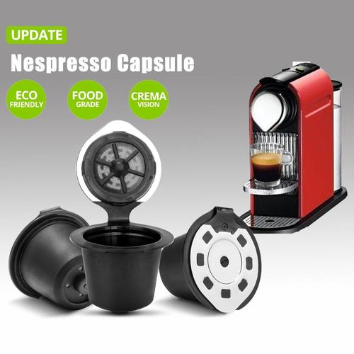 Taille 2pcs-CremaVersion Capsules de café rechargeables et réutilisables, Version améliorée, tasses filtrantes, dosettes pour Machines Nespresso, cuillères, paniers à thé