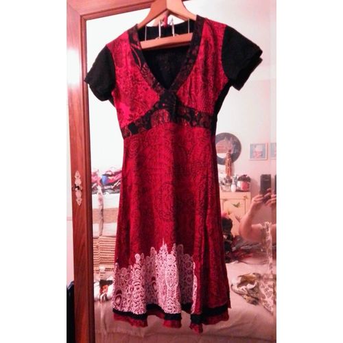 Robe Rouge/Noire Imprimé Blanc 38 M Desigual .