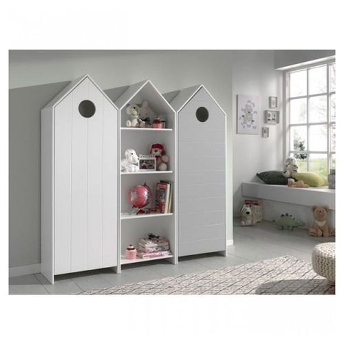 Vipack Casami Armoire 1 Porte Blanc + Armoire Ouverte + Armoire 1 Porte Grise