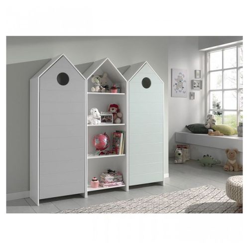 Vipack Casami Armoire 1 Porte Gris + Armoire Ouverte + Armoire 1 Porte Menthe