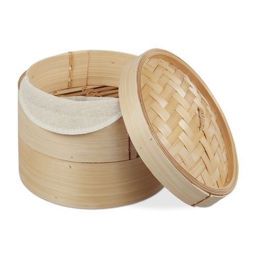 Relaxdays Cuiseur vapeur bambou Panier vapeur bambou Bamboo steamer Cuisson vapeur bambou