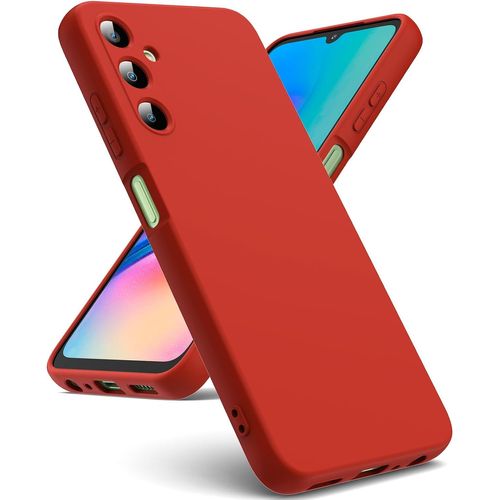 Coque Pour Samsung Galaxy A05s, Coque Silicone Liquide Intérieur Microfibre Souple Étuis En Caoutchouc Housse Antichoc Protection Bumper Coque Samsung A05s - Rouge