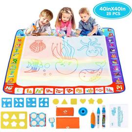 Play22 Lot de 22 grands tapis magiques à gribouiller à l'eau 99 x 76,2 cm –  Planche à dessin éducative STEM avec lettres ABC pour enfants – Tapis de  dessin à l'eau