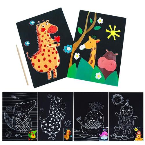 C 6sheets Cartes À Gratter D'animaux De Mignonnes Style De Bande Dessinée Pour Enfants